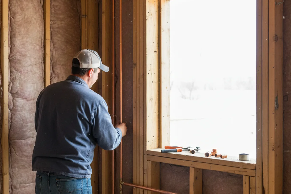 Licensed plumber running new copper supply lines in a East Springfield home