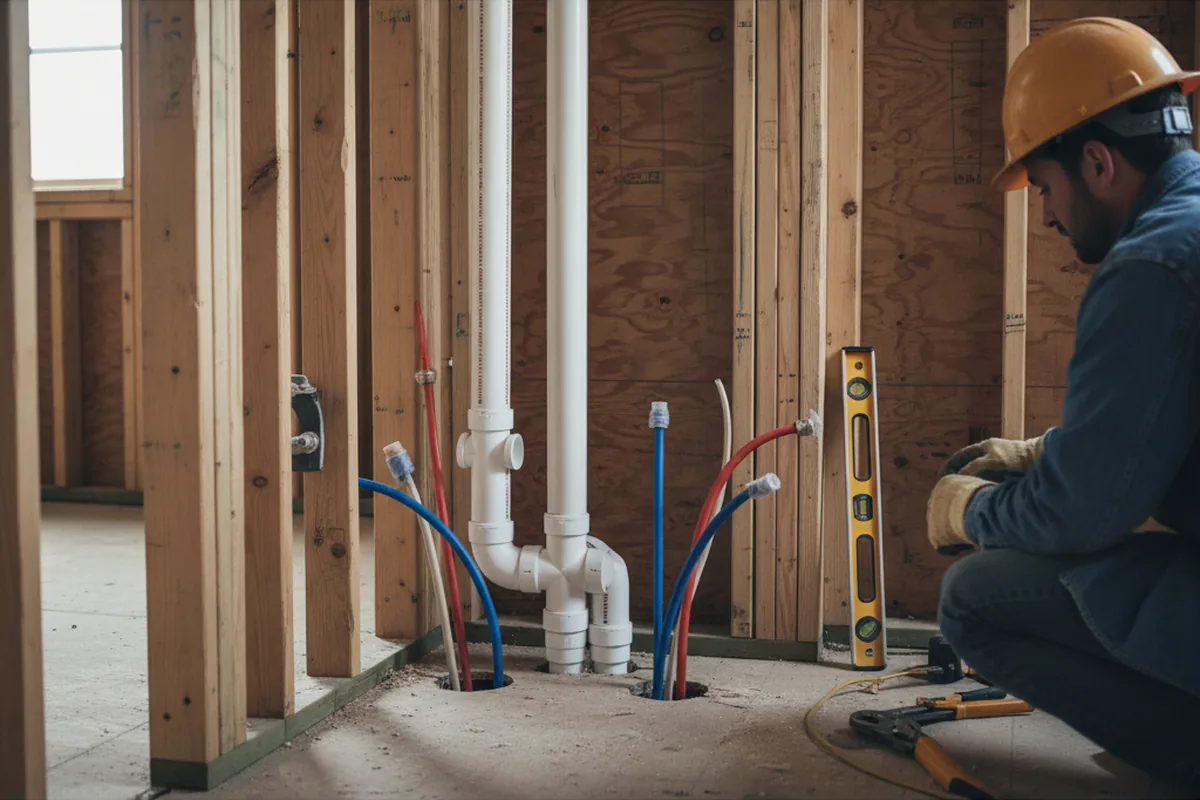 Drain and supply rough-in during Drain Cleaning in East Springfield